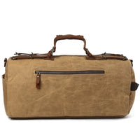 HKM-894803 Waxed Canvas Travel Duffle Bag with Leather Trim