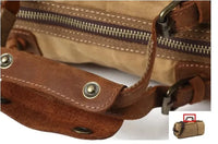 HKM-894803 Waxed Canvas Travel Duffle Bag with Leather Trim