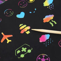 HKM-894867 DIY Rainbow Scratch Paper Set for Kids with Bamboo Sticks - Creative Scratch Art Books