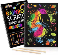 HKM-894867 DIY Rainbow Scratch Paper Set for Kids with Bamboo Sticks - Creative Scratch Art Books