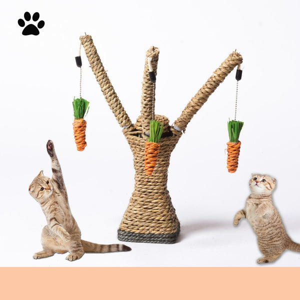 HKM-8949949 Sisal Rope Climbing Frame with Scratching Post for Cats - Durable Straw Mat, Plastic, and Metal Construction