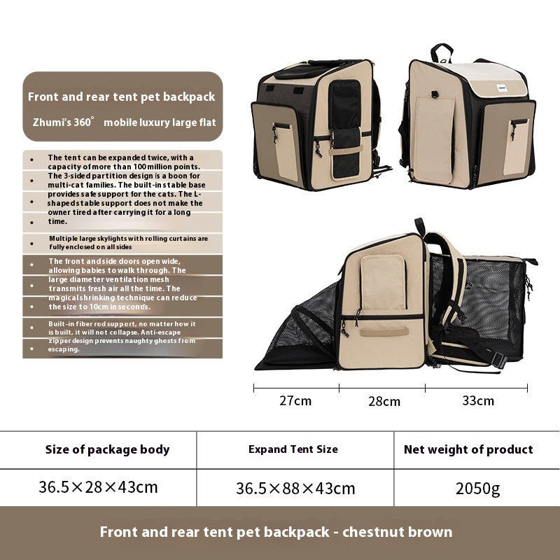 HKM-8950333 Large Capacity Portable Cat and Dog Backpack Tent - Breathable Nylon Design