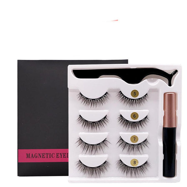 HKM-895123 Natural Handmade Magnetic Eyelash Extension Set - 4 Pairs of False Lashes