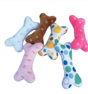 HKM-8951485 Plush Dog & Cat Toy - Bite Resistant Vocal Bone in Random Color