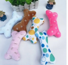 HKM-8951485 Plush Dog & Cat Toy - Bite Resistant Vocal Bone in Random Color