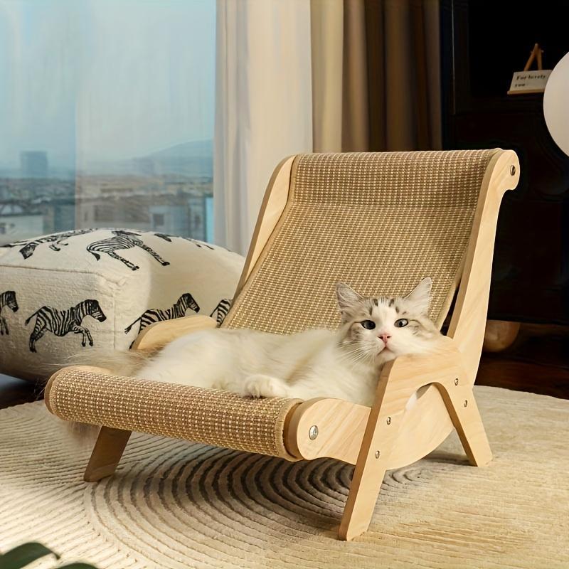 HKM-8952125 2-in-1 Durable Linen Cat Hammock and Scratching Post for All Seasons