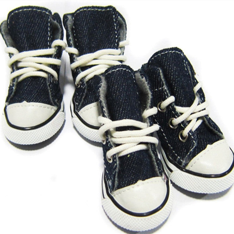 HKM-8953277 Breathable Comfortable Dog Shoes - Antiskid & Wear-Resistant Cowboy Canvas Slippers