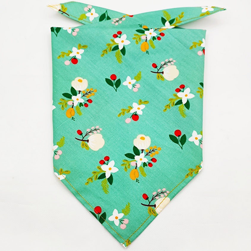 HKM-8954045 Fruit Green Leaf Cotton Pet Scarf and Drool Towel for Small to Large Dogs and Cats