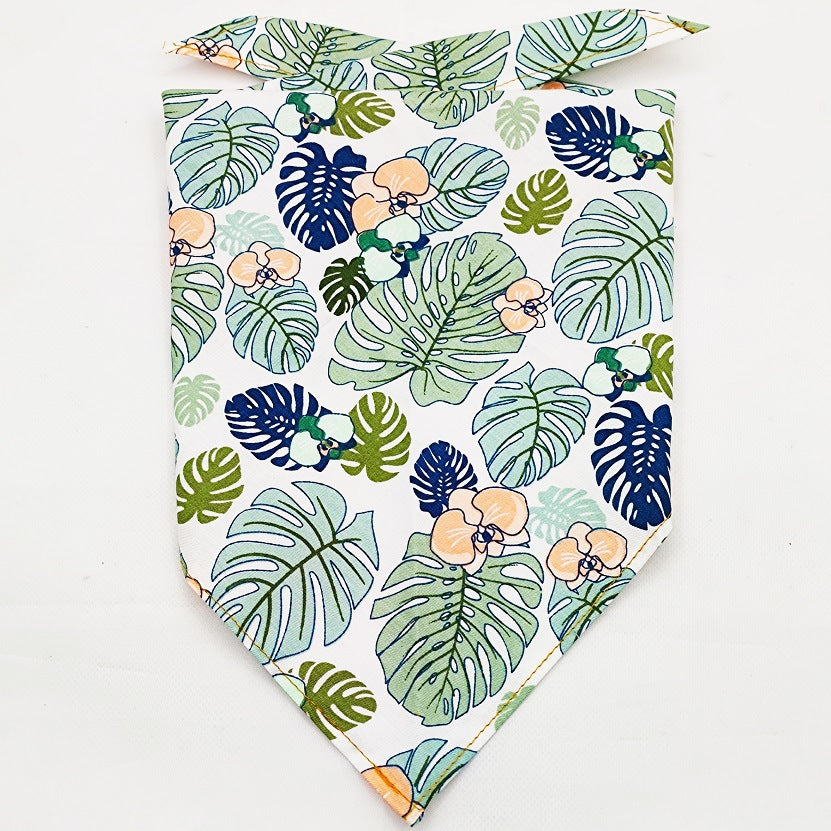 HKM-8954045 Fruit Green Leaf Cotton Pet Scarf and Drool Towel for Small to Large Dogs and Cats
