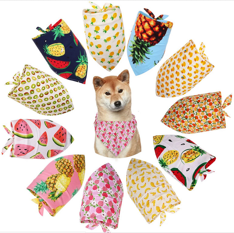 HKM-8954045 Fruit Green Leaf Cotton Pet Scarf and Drool Towel for Small to Large Dogs and Cats