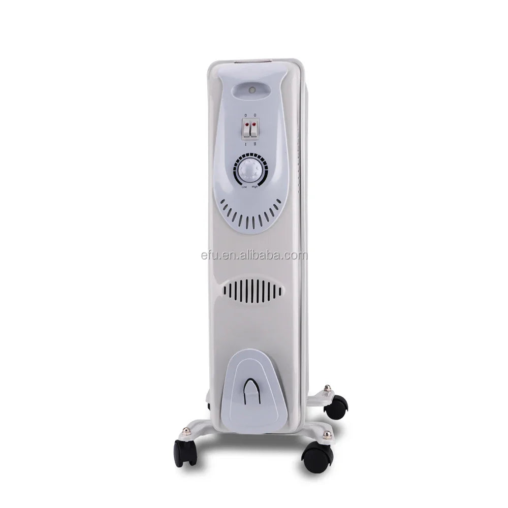 HKM-895507 Electric Oil Filled Radiator Heater with Adjustable Thermostat, 2500W Power, Portable Design for Indoor Use