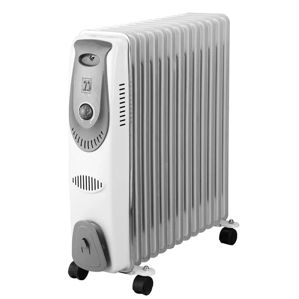 HKM-895507 Electric Oil Filled Radiator Heater with Adjustable Thermostat, 2500W Power, Portable Design for Indoor Use