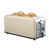 HKM-895635 Long Slot 4-Slice Electric Toaster with LED Digital Display for Sandwiches