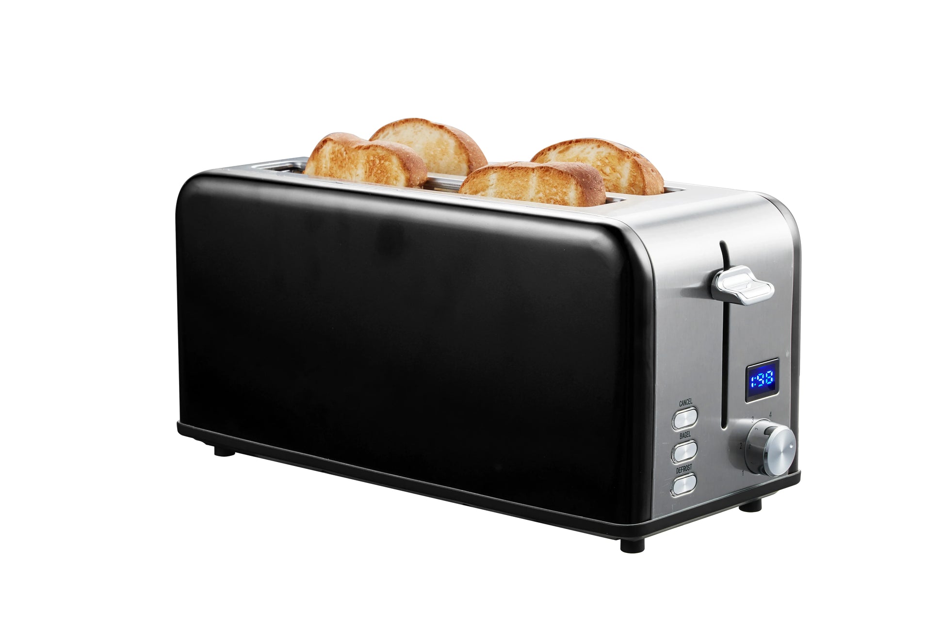 HKM-895635 Long Slot 4-Slice Electric Toaster with LED Digital Display for Sandwiches