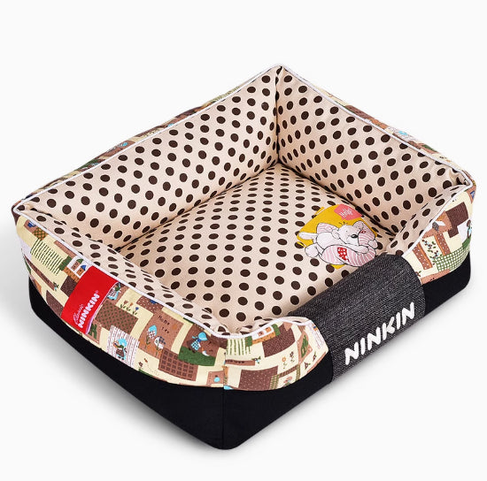 HKM-8956477 Washable Cotton Dog Kennel with Removable Cover - Blue, Brown, Pink Options Available