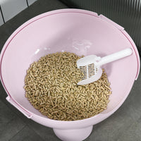 HKM-8957885 Large Hooded Cat Litter Box with Lid and Scoop - Light Pink, Enclosed Design for Privacy and Odor Control