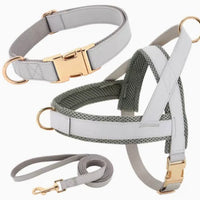 HKM-8958269 Personalized Nylon Dog Harness and Leash Set with Bow Tie - Available in Multiple Sizes