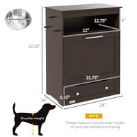 HKM-8958397 Pet Feeder Storage Cabinet with Removable Bowls and Leash Hooks, Gray MDF Construction