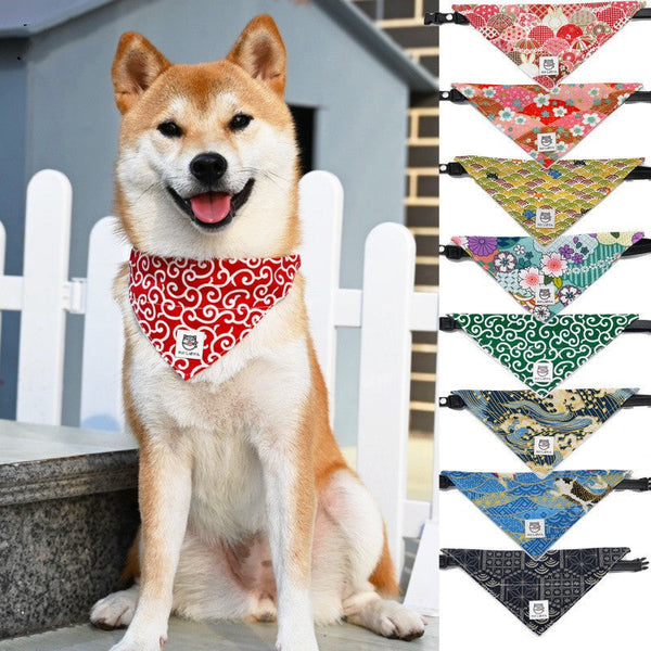 HKM-8959805 Dog Triangular Binder with Japanese Tang Grass Patterns in Various Colors and Sizes