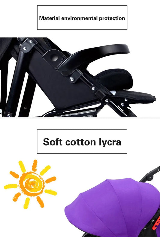 HKM-896083 Twin Baby Stroller with Adjustable Recline and Removable Canopy