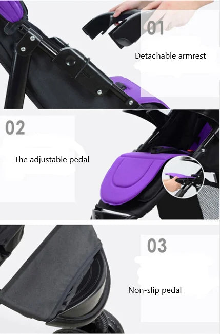 HKM-896083 Twin Baby Stroller with Adjustable Recline and Removable Canopy