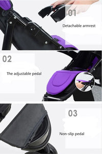 HKM-896083 Twin Baby Stroller with Adjustable Recline and Removable Canopy