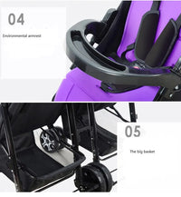 HKM-896083 Twin Baby Stroller with Adjustable Recline and Removable Canopy