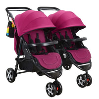 HKM-896083 Twin Baby Stroller with Adjustable Recline and Removable Canopy