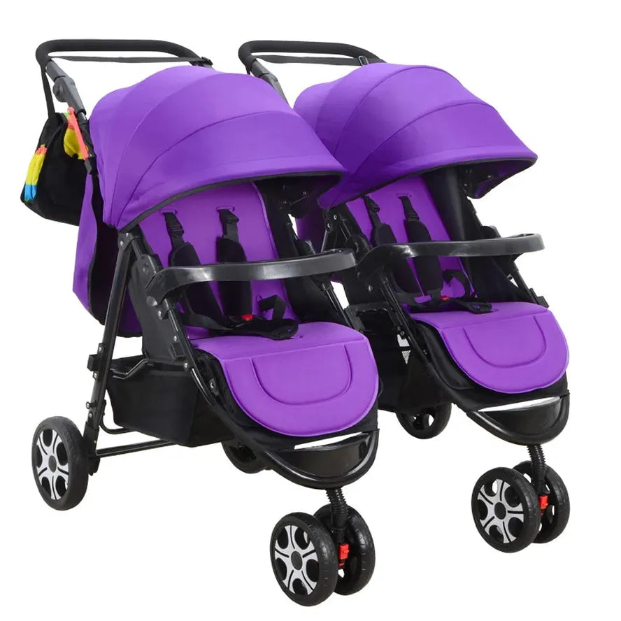 HKM-896083 Twin Baby Stroller with Adjustable Recline and Removable Canopy