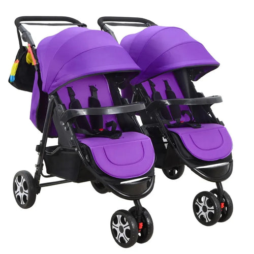 HKM-896083 Twin Baby Stroller with Adjustable Recline and Removable Canopy