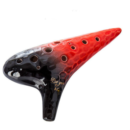 HKM-896147 Wave Pattern 12-Hole Pottery Flute for Enchanting Melodies