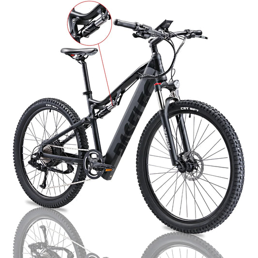 HKM-896211 Electric Mountain Bike with 48V 13Ah Removable Battery, 27.5-Inch Wheel, 8-Speed Gears and Hydraulic Disc Brakes