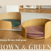 HKM-8962237 Solid Wood Cat Bed ¨C Removable Nest in Walnut Finish, 35x24cm & 50x24cm Sizes
