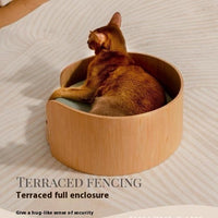 HKM-8962237 Solid Wood Cat Bed ¨C Removable Nest in Walnut Finish, 35x24cm & 50x24cm Sizes