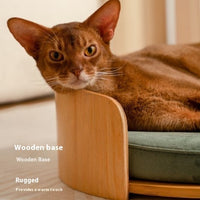HKM-8962237 Solid Wood Cat Bed ¨C Removable Nest in Walnut Finish, 35x24cm & 50x24cm Sizes