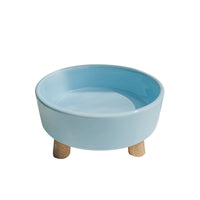 HKM-8962365 Ceramic Dog and Cat Bowl Set with Wooden Stand for Food and Water