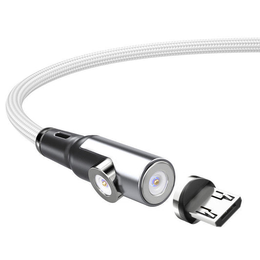 HKM-896275 Dual-Function Magnetic Data Cable for Straight and Bent Connections, 1m/2m, Black Silver, Durable Braided Design