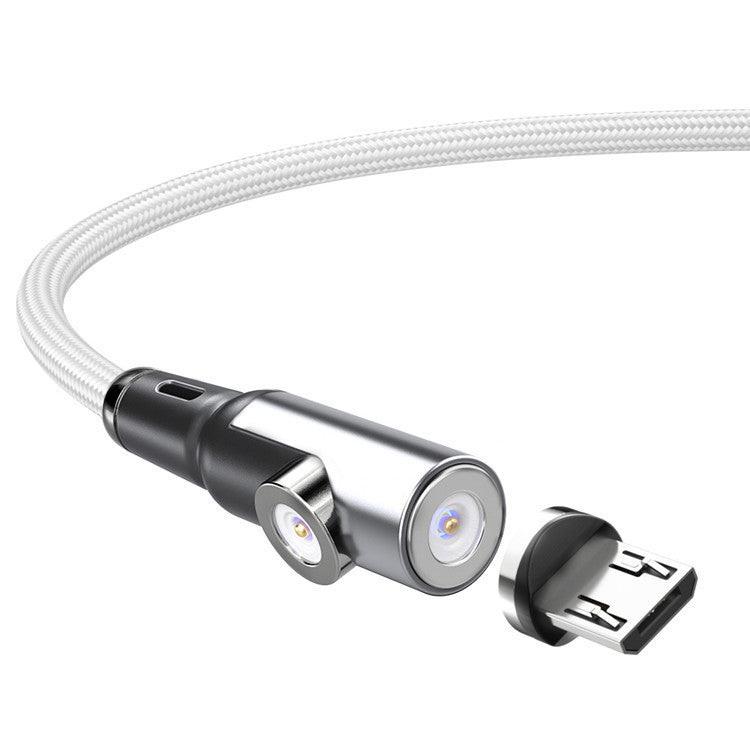 HKM-896275 Dual-Function Magnetic Data Cable for Straight and Bent Connections, 1m/2m, Black Silver, Durable Braided Design