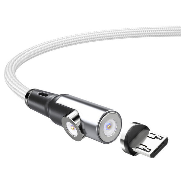 HKM-896275 Dual-Function Magnetic Data Cable for Straight and Bent Connections, 1m/2m, Black Silver, Durable Braided Design