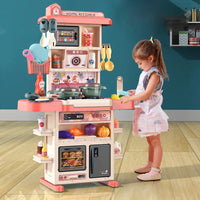 HKM-896339 Mini Kitchen Play Set with Real Cooking Sink - 43PCS Pretend Food Toys for Kids