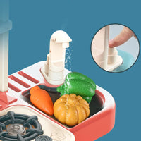 HKM-896339 Mini Kitchen Play Set with Real Cooking Sink - 43PCS Pretend Food Toys for Kids