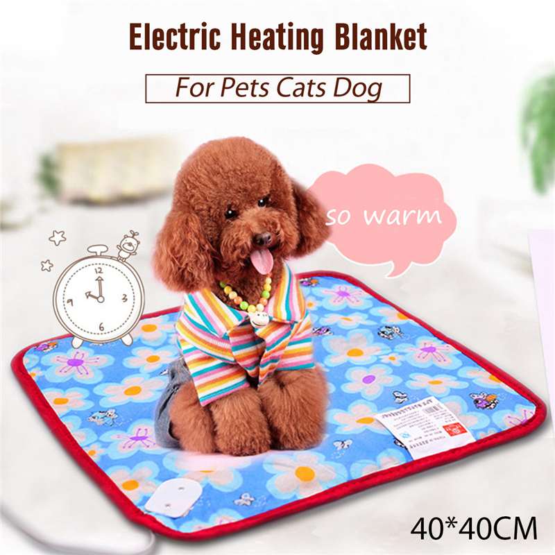 HKM-8964029 Electric Heating Blanket for Pets - Soft Velvet & Cotton, 40x40cm, Random Colors, US Plug