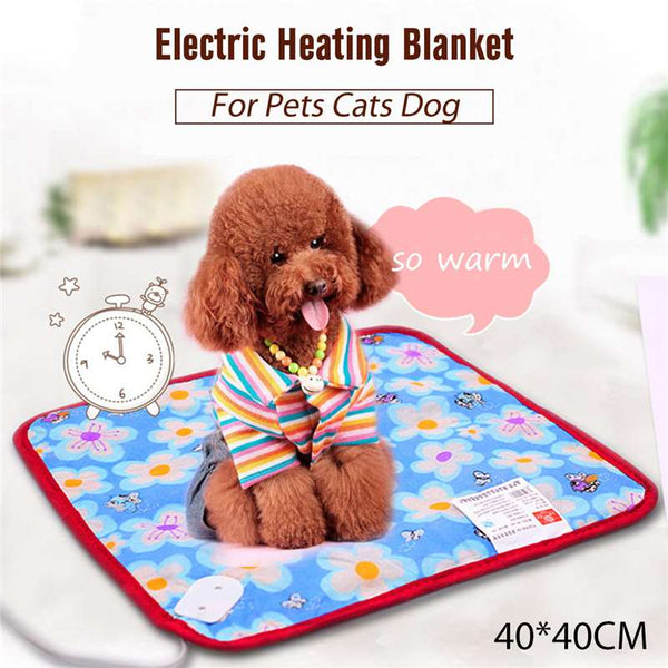 HKM-8964029 Electric Heating Blanket for Pets - Soft Velvet & Cotton, 40x40cm, Random Colors, US Plug