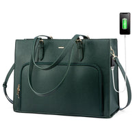 HKM-896595 Fashionable Waterproof Leather Laptop Tote Bag with USB Port for Business and School Use