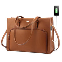 HKM-896595 Fashionable Waterproof Leather Laptop Tote Bag with USB Port for Business and School Use