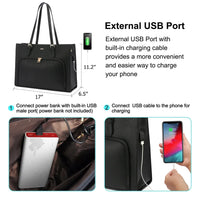 HKM-896595 Fashionable Waterproof Leather Laptop Tote Bag with USB Port for Business and School Use