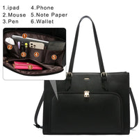 HKM-896595 Fashionable Waterproof Leather Laptop Tote Bag with USB Port for Business and School Use