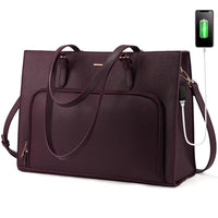 HKM-896595 Fashionable Waterproof Leather Laptop Tote Bag with USB Port for Business and School Use