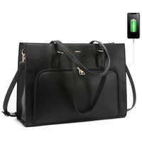 HKM-896595 Fashionable Waterproof Leather Laptop Tote Bag with USB Port for Business and School Use