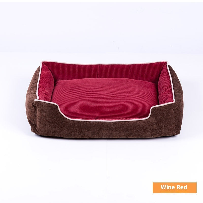 HKM-8966205 Velvet Pet Bed House for Small to Extra Large Dogs and Cats in Khaki, Wine Red, Dark Blue